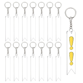 BENECREAT DIY Vertical Flag Acrylic Blank Pendant Keychain Making Kits, with Iron Split Key Rings