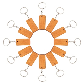 DIY Keychain Making Kits, with Blank Bamboo Pendants, Iron Split Key Rings & Jump Rings