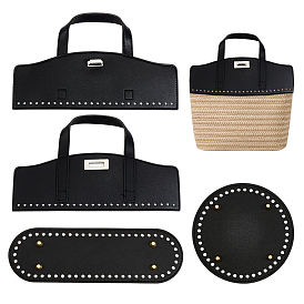 Наборы для изготовления сумок своими руками, включая 2шт. ручек для сумок из искусственной кожи ручной работы, 1Плоское круглое дно пакета из поликарбоната и 1Овальное дно пакета из поликарбоната