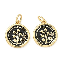 Латунные микро проложить кубического циркония подвески, с эмалью, плоский круглый с цветными чарами, без свинца и без кадмия, стойки покрытие, долговечный, с целью перехода в кольце