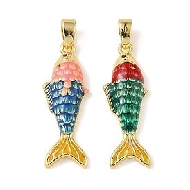 Латунные микро проложить кубического циркония подвески, с эмалью, рыбы прелести, долговечный, реальный 18 k позолоченный