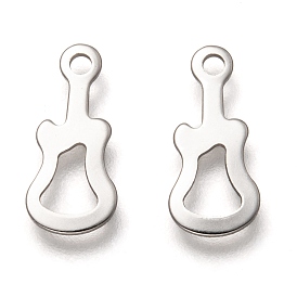 201 Stainless Steel Charms, Laser Cut, Hollow, Guitar