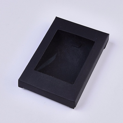 Складные шкатулки из крафт-бумаги, с прозрачными окнами из бумаги, прямоугольные