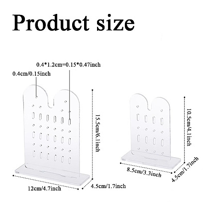 Rabbit Ear Shaped Transparent Acrylic Earring Jewelry Display Stands, Earring Organizer Holder