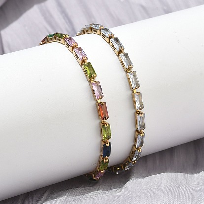 Прямоугольные 304 браслеты-слайдеры из нержавеющей стали со стеклом, регулируемые браслеты для женщин, реальный 18 k позолоченный, ионное покрытие (ip), долговечный