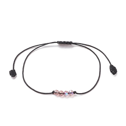 Transparent Glass Braided Bead Bracelet, Adjustable Bracelet for Women