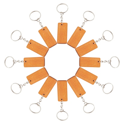 DIY Keychain Making Kits, with Blank Bamboo Pendants, Iron Split Key Rings & Jump Rings