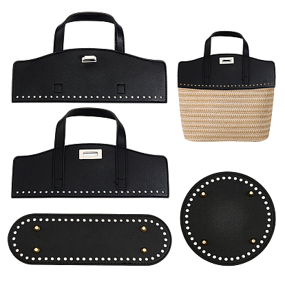 Наборы для изготовления сумок своими руками, включая 2шт. ручек для сумок из искусственной кожи ручной работы, 1Плоское круглое дно пакета из поликарбоната и 1Овальное дно пакета из поликарбоната