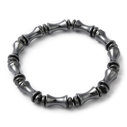 Synthetic Hematite Bamboo Beaded Stretch Bracelets