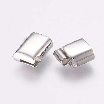 304 Stainless Steel Magnetic Clasps with Glue-in Ends, Smooth Surface, Rectangle