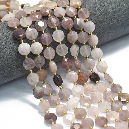 Природного кварца нитей бисера, граненый шестиугольный разрез, плоско-круглые, с бисером