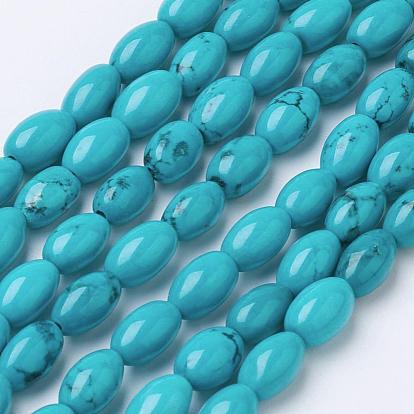 Natural Magnesite Bead Strands, Dyed, Turquoise, Oval
