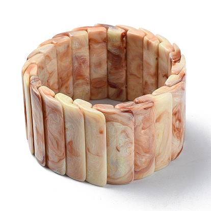 Acrylic Imitation Gemstone Beaded Stretch Bracelet, Tile Bracelet