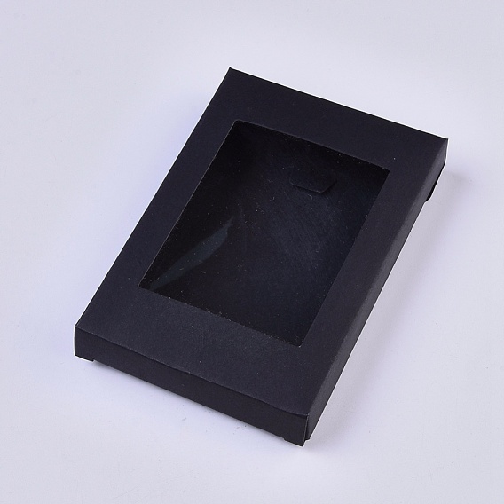 Складные шкатулки из крафт-бумаги, с прозрачными окнами из бумаги, прямоугольные