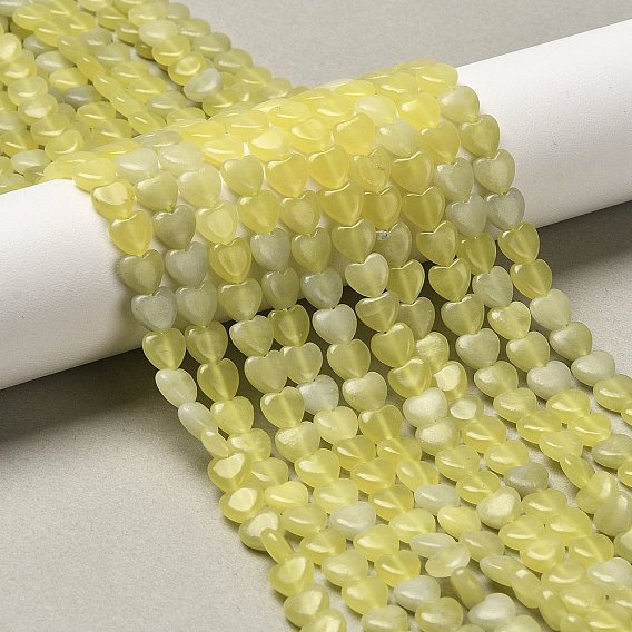 Натуральные нефритовые бусины, цвет лимона , сердце