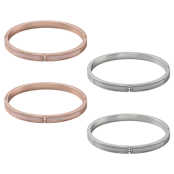 4 шт. 2 цвета браслеты-шарниры из цинкового сплава со стразами для женщин, с имитацией оболочки