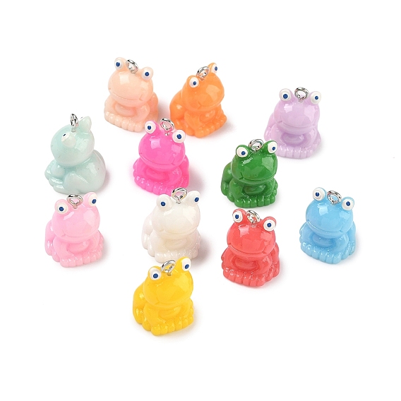 Непрозрачные подвески смолы, очарование лягушки, с железной платиной петлей