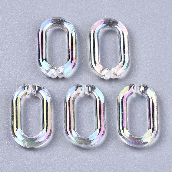 Transparent Acrylic Linkings Rings, Quick Link Connectors, For Curb Chains Making, AB Color, Oval