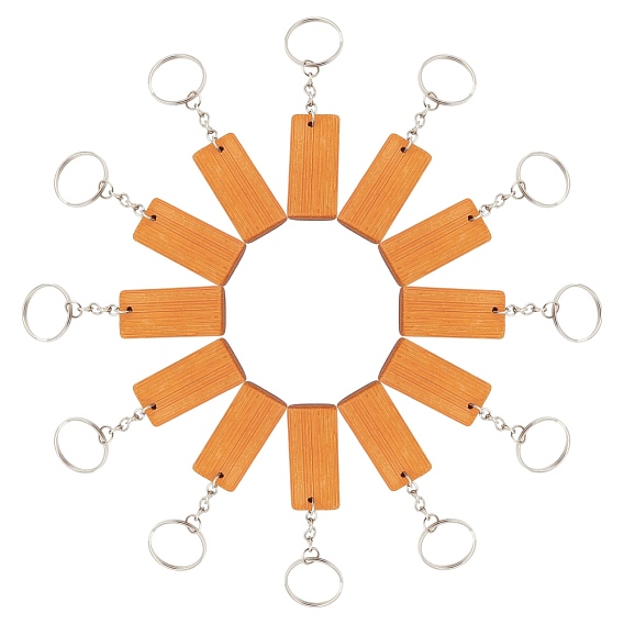 DIY Keychain Making Kits, with Blank Bamboo Pendants, Iron Split Key Rings & Jump Rings