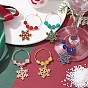 Snowflake Alloy Enamel Pendants Wine Glass Charms Sets, with Brass Hoop Earrings Findings and Glass Beads