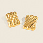 304 Stainless Steel Stud Earrings for Women, Rectangle