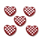 Abalorios de acrílico opacos, con esmalte, corazón con patrón de tartán