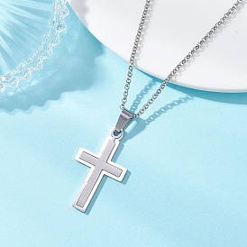 201 Подвеска в виде религиозного креста из нержавеющей стали 304 Цепочка из нержавеющей стали для женщин и мужчин, не тускнеет