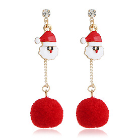 Red Christmas Ball Santa Hat Tassel Earrings - Festive Holiday Jewelry