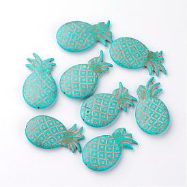 Perles de turquoise synthétiques, teint, ananas