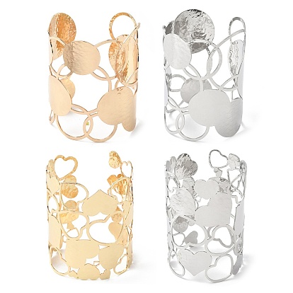 304 женские браслеты-манжеты из нержавеющей стали, выдолбить