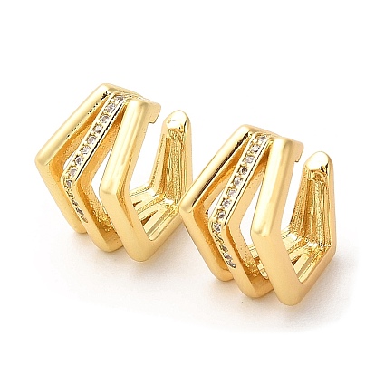 Boucles d'oreilles manchette pentagone en laiton plaqué en crémaillère avec zircone cubique pour femmes, sans plomb et sans cadmium, plaqué longue durée