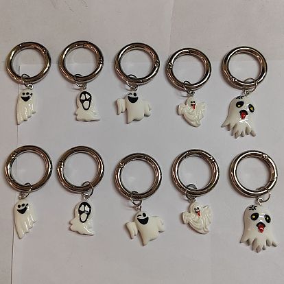 Adornos para zapatos de resina opaca con tema de halloween, con aros de compuerta de resorte de aleación, fantasma