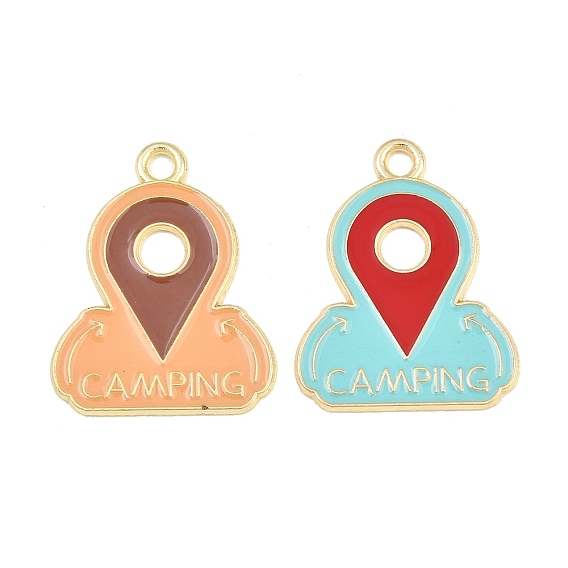 Alloy Enamel Pendants, Locating Sign Charms, Golden