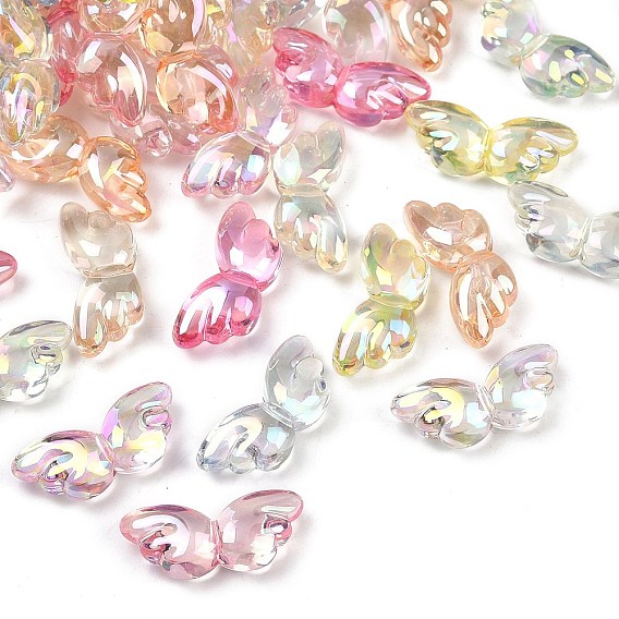Уф-покрытие прозрачные акриловые бусины, радужный, крыло