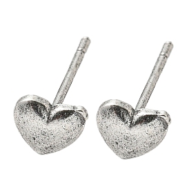 Rack Plated Heart Brass Stud Earrings for Women, Lead Free & Cadmium Free, Long-Lasting Plated