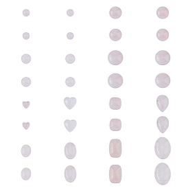 32шт 12 стили натуральный розовый кварц кабошоны, полукруглый, овальный и сердце, разнообразные