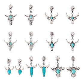 14 шт. 7 стили сплав головы крупного рогатого скота и синтетические бирюзовые застежки-молнии, для багажа чемодан рюкзак куртка сумки пальто