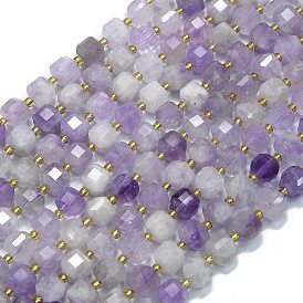 Нити бусин из натурального лавандового аметиста, с бисером, граненый стол, вырезанный куб