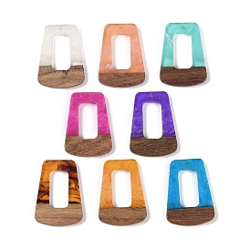 Resin & Wood Pendants, Hollow Trapezoid Charms