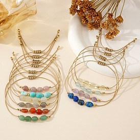 Браслет из медных бусин с драгоценными камнями в богемном стиле с картой