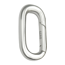 1Покрытие из родия, предотвращающее потускнение 925Кольца для пружинных ворот из стерлингового серебра, овальные