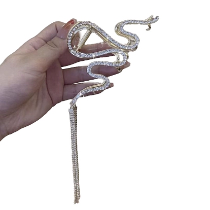 Alloy Rhinestone Claw Hair Clips, Snake