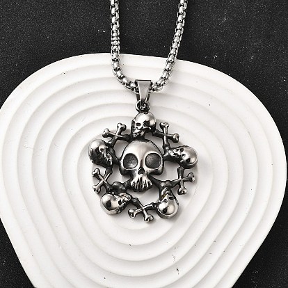 304 ожерелья с подвеской в виде черепа из нержавеющей стали для женщин и мужчин