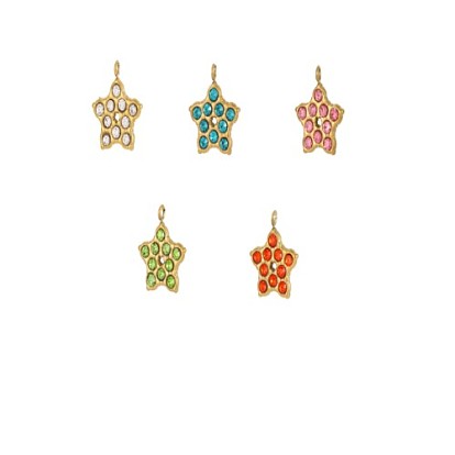 304 микро нержавеющей стали прокладывать Цирконом подвески, звезды прелести, ионное покрытие (ip), реальный 18 k позолоченный