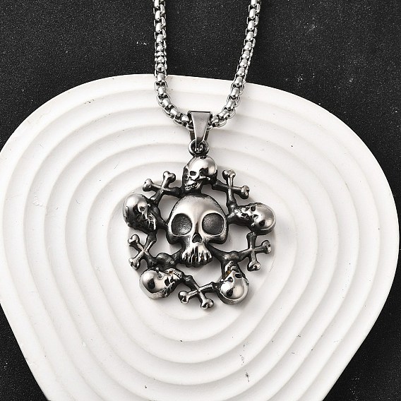 304 ожерелья с подвеской в виде черепа из нержавеющей стали для женщин и мужчин