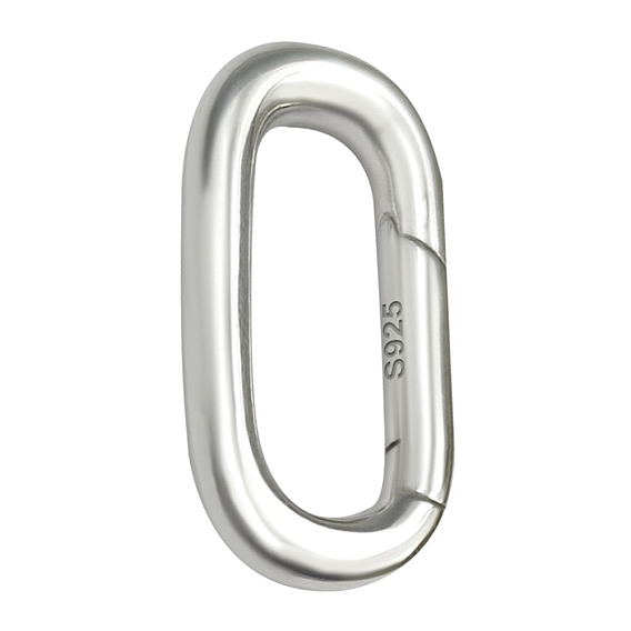 1Покрытие из родия, предотвращающее потускнение 925Кольца для пружинных ворот из стерлингового серебра, овальные