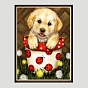 DIY Rectangle Dog Theme Diamond Painting Kits, Including Canvas, Resin Rhinestones, Diamond Sticky Pen, Tray Plate and Glue Clay, Puppy with Ladybirds