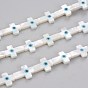 Natural White Shell Mother of Pearl Shell Beads, with Resin, Cross with Evil Eye