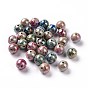 Spray Painted Opaque Acrylic Round Beads, AB Color Plated