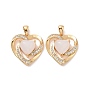 Brass Micro Pave Cubic Zirconia Pendants, with Glass, Long-Lasting Plated, Cadmium Free & Lead Free, Heart